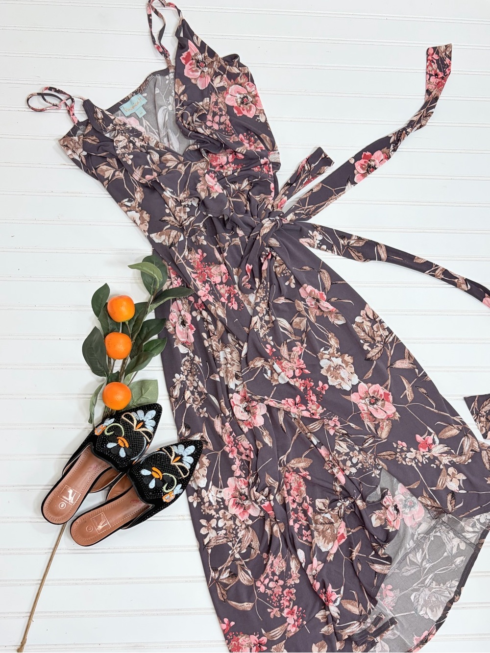 Veronica M. Floral Sleeveless Wrap Dress